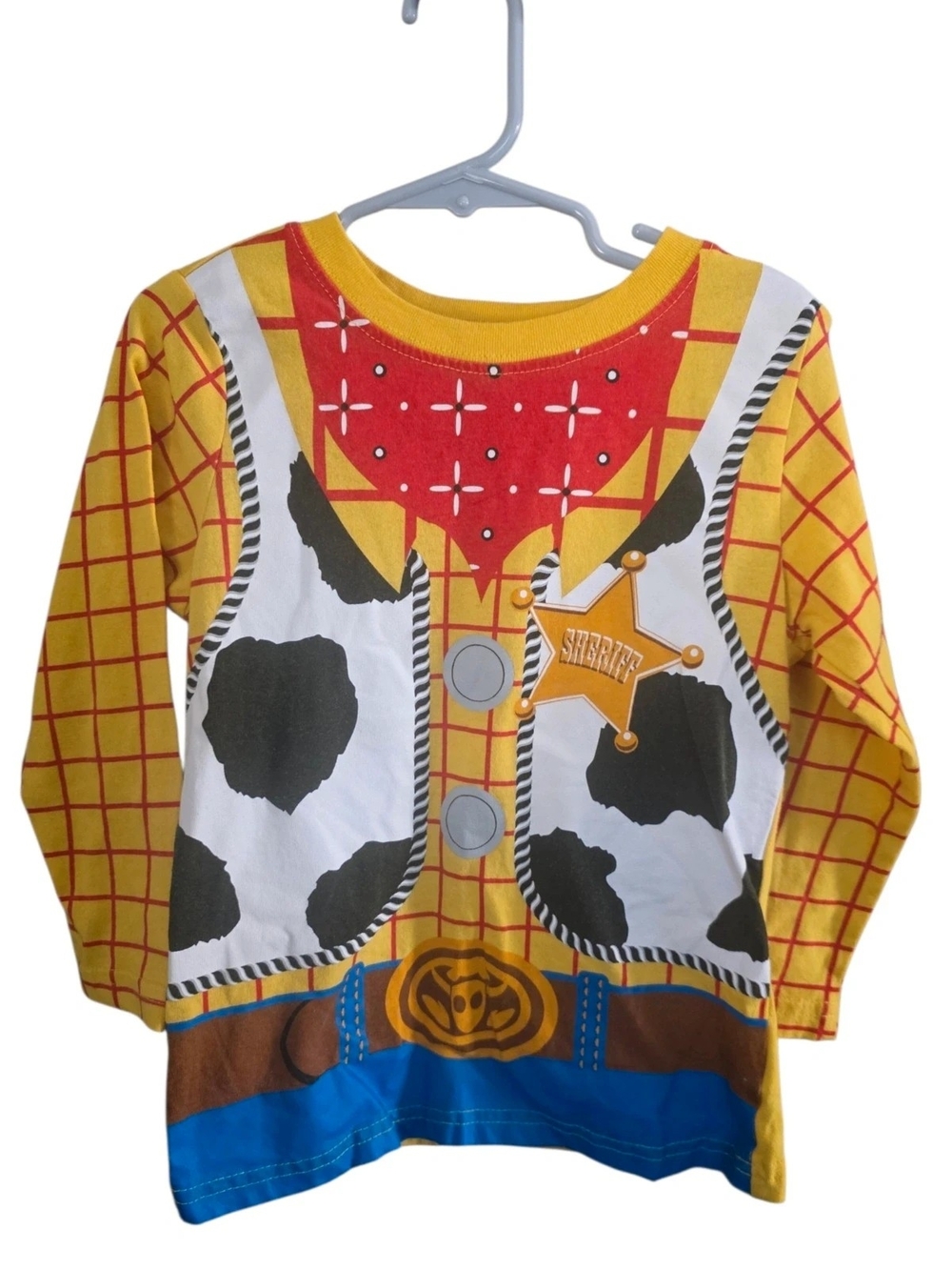 Cowboy Sheriff Print Long-Sleeve Kids Shirt - Yellow/Red/Blue